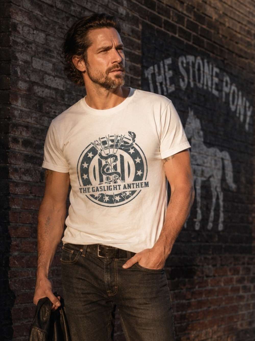 The Gaslight Anthem Band Graphic T-Shirt White Cotton Unisex M Punk Rock Tee